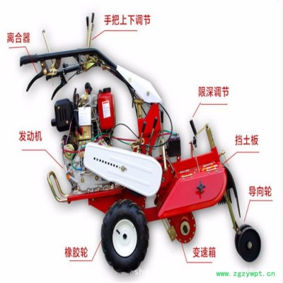 葛根種植開溝機 啟航大蔥生姜開溝培土機 果園大棚旋耕扶壟機價格